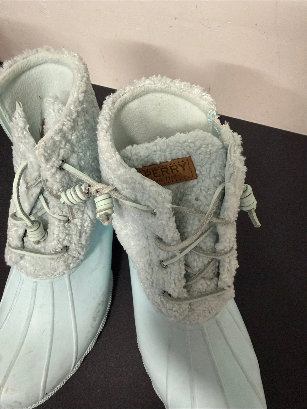 Sperry Light Blue Sherpa-Lined Duck Boots